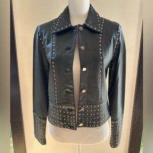 Studded Black Leather Jacket, Brand New without tags